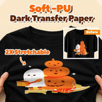 TranSmile PU-Heat Transfer Paper for Inkjet Printer (10 Sheets, 8.5x11", Dark) Iron on Transfers for Dark Fabric, Printable Heat Transfer Vinyl for T Shirts, Vibrant & Washable