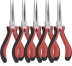 Long Needle Nose Pliers 5.5"-5 Pack Long Nose Mini Precision Pliers for Jewelry Making with Spring Loaded for DIY, Craft, Repairing