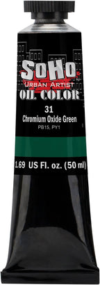 Soho Urban Artist Oil Paint - Chromium Oxide Green, 50 ml Tube - Best Valued Oil Colors for Painting, Excellent Pigment Load