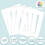 MBC Mat Board Center, 5 Pack 6x8 for 4x6 White Picture Mats Frame Mattes, Bevel Cut, Acid Free, 4-ply Thickness