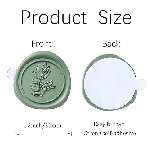 PONATIA Dark Sage Green Wax Seal Stickers - Wedding Seal Stickers, 50 Pcs Self- Adhesive Stickers, Perfect for Invitation Cards, Envelopes, Christmas Cards, Gift Wrapping, Party Menu Décor