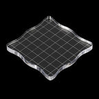 PATIKIL 3" x 3" Acrylic Stamp Block, 2 Pack Clear Stamping Block with Grid Lines Decorative Mounting Blocks Wave for Scrapbooking DIY Crafts Card Making
