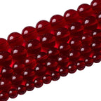136pcs 6mm Smooth Garnet Red Glass Crystal Round Loose BeadsFor Jewelry Making DIY Bracelet Necklace Accessories 32" 2 Strand