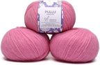 Pullu - Baby Alpaca Merino Wool Yarn Set of 3 Skeins (150 Grams) Worsted Weight - Sourced Directly from Peru - Heavenly Soft and Perfect for Knitting and Crocheting (Cotton Candy)