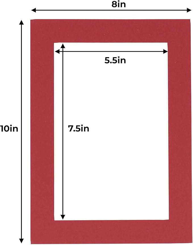 8x10 Mat for 6x8 Photo - Precut Deep Red Picture Matboard for Frames Measuring 8 x 10 Inches - Bevel Cut Matte to Display Art Measuring 6 x 8 Inches - Acid Free ONE MAT