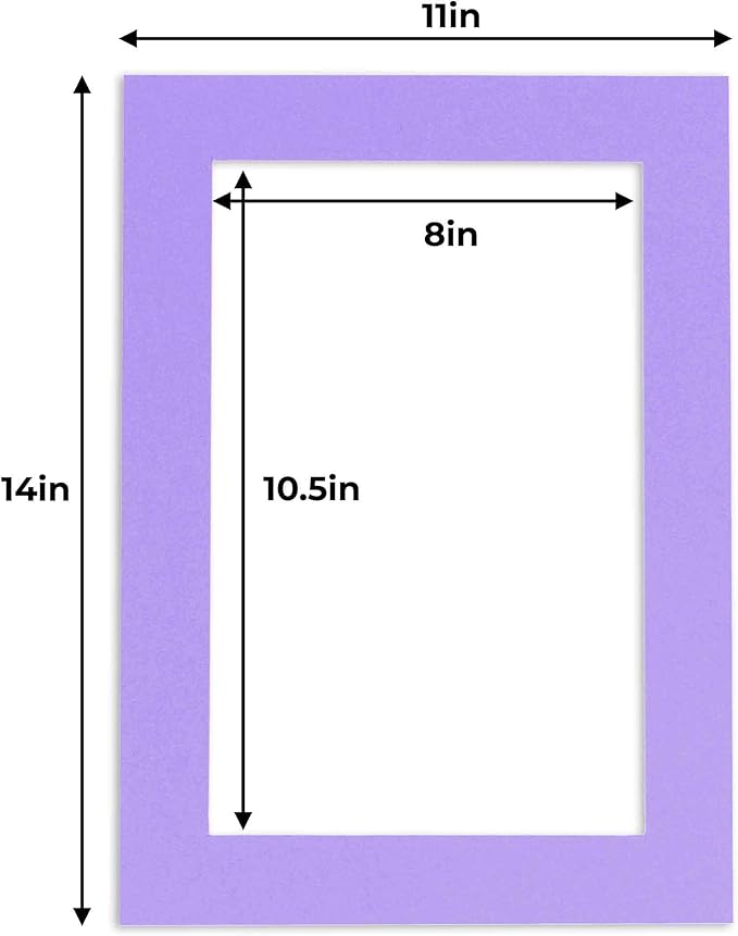 11x14 Mat for 8.5x11 Photo - Precut Light Purple Picture Matboard for Frames Measuring 11 x 14 Inches - Bevel Cut Matte to Display Art Measuring 8.5 x 11 Inches - Acid Free ONE MAT