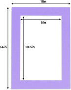 11x14 Mat for 8.5x11 Photo - Precut Light Purple Picture Matboard for Frames 11 x 14 Inches - Bevel Cut to Display Art 8.5 x 11 Inches - Acid Free Pack of 10 MATS with Backing Boards & Clear Bags