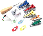 Bias Tape Maker Set,LNKA 5 Sizes 1/4" 3/8" 1/2" 3/4" 1" Bias Maker Kits with Instruction, Binding Foot,Awl,Clips, Bead Needles- for quiltmaking and Fabric fold bias Strips