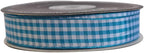Vivid Blue and White Woven Edge Plaid Ribbon 100% Polyester Gingham Ribbon 25 Yards Each Roll (5/8",Vivid Blue)