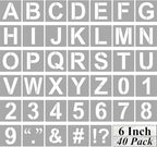 Alphabet Letter and Number Stencils 6 Inch - 40 Pack Large Letters and Numbers Stencil Templates with Signs for Painting on Wood, Reusable Number Letter Stencils for Chalkboard Signs & Wood Wall Art