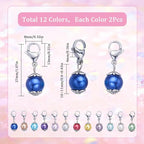 SUNNYCLUE 1 Box 24Pcs Locking Stitch Marker Knitting Markers Charms Glass Pearl Locking Stitch Markers Lobster Claw Clasps Knitting Charms for Knitting Weaving Sewing Needleworks Women Adult DIY Craft