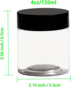 4 oz Plastic Jars with Lids,8 Pack Wide-mouth Clear Storage Containers, Empty Round Clear Plastic Jars with Lids and labels for Body Butter, Bath Salt, Slime and Beauty Products