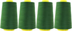Mandala Crafts 4 Pack of Serger Threads Cones Spools - 40S/2 24000 Yards Polyester Hunter Green Threads for Sergers Machine and Overlock Quilting Sewing Machine