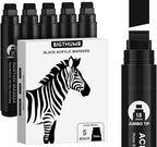 Black Poster Markers Jumbo: 5 Pcs 15mm Wide Tip Thick Acrylic Paint Pen Large Permanent Calligraphy Markers for Rock Painting, Stone, Poster, Canvas, Glass, Wood, Ceramic