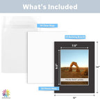 Mat Board Center, Pack of 50, 11x14 for 8x10 Black Mat Kit - Acid Free, 4-ply Thickness, White Core - Includes Backing Boards and Clear Bags - for Pictures, Photos, Framing