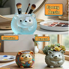 Animal Resin Molds Silicone 3D Cute Hedgehog Epoxy Resin Plaster Candle Holder Wax Molds for Candle Making, Art Crafts DIY Unique Display Home Decor