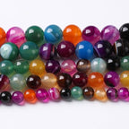 36pcs 10mm Natural Multicolor Stripe Agate Beads for Jewelry Making Natural Stone Energy Healing Beads DIY Bracelet Necklace 15" (10mm, Multicolor Stripe Agate)