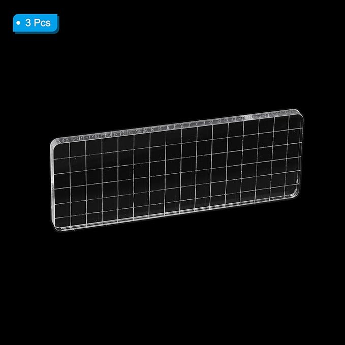 PATIKIL Acrylic Stamp Block, 3 Pack Stamping Block Rectangular Shape with Lines Decorative Mounting Blocks Set for Scrapbooking DIY Crafts Card Making, 5.9x2.4