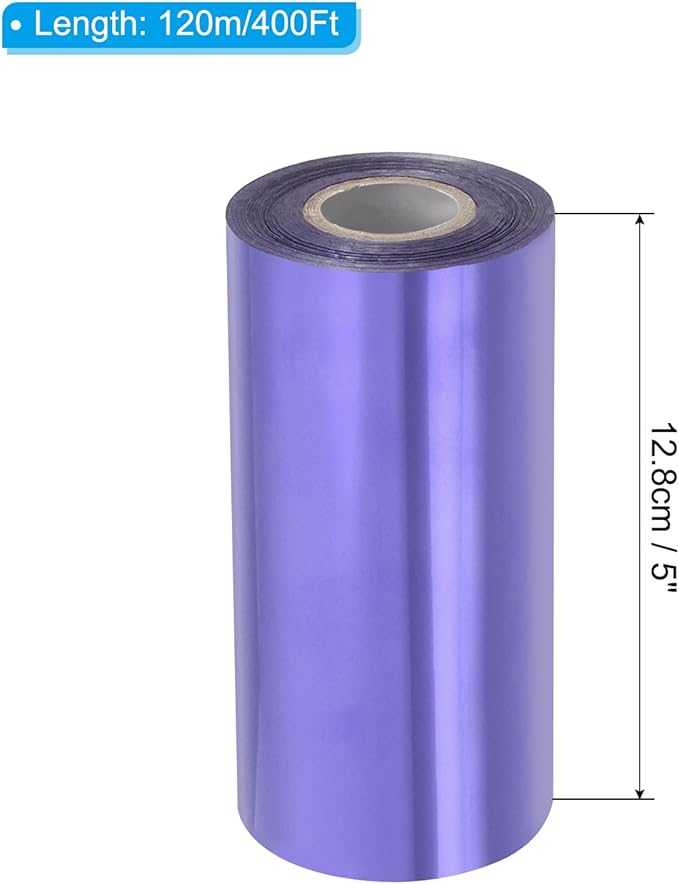 PATIKIL 5"x400Ft Hot Stamping Foil Paper, Heat Transfer Hot Stamping Paper Foil Roll for Leather DIY Logo Decor Craft Gift Package Scrapbook Card, Light Purple