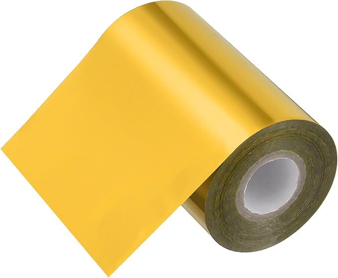 PATIKIL 4"x400Ft Hot Stamping Foil Paper, Heat Transfer Hot Stamping Paper Foil Roll for Leather DIY Logo Decor Craft Gift Package Scrapbook Card, Gold Tone