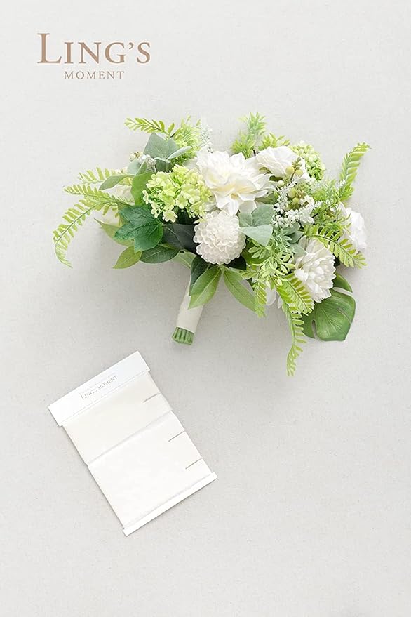 Ling's moment White Dahlia Foam Artificial Flowers Real Touch Faux Fake Flower for Home Decor Graduation Baby Shower Decorations Outdoors Party Favors Wedding Gifts Centerpieces Arrangements 25pcs