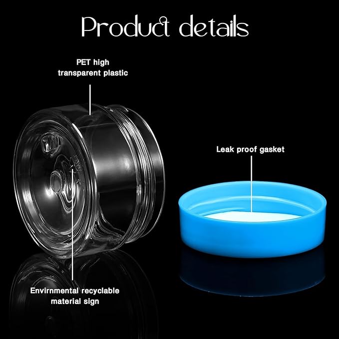 SATINIOR 12 Pack 1 oz Plastic Container Jars with Lids Round Clear Travel Cosmetic Container Slime Jars for Toiletries, Lotion, Cream, Ointments, Makeup, Rhinestone, Samples, Kitchen Storage(Blue)