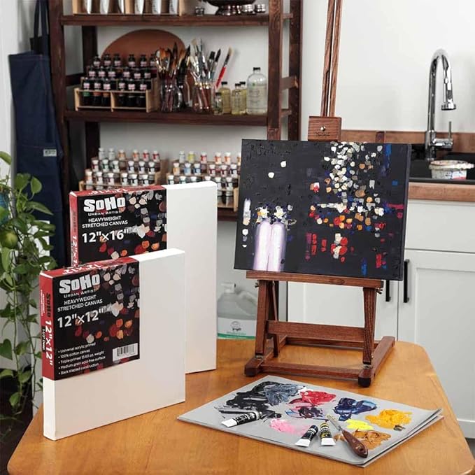 SoHo Urban Artist, 36x48 Heavyweight Stretched Cotton Canvas for Painting - 1.5" Deep- 3 Pack, Triple Primed, 100% Cotton Canvas, Archival, Universal Primed for Oil, Acrylic, Alkyd, Mixed Media