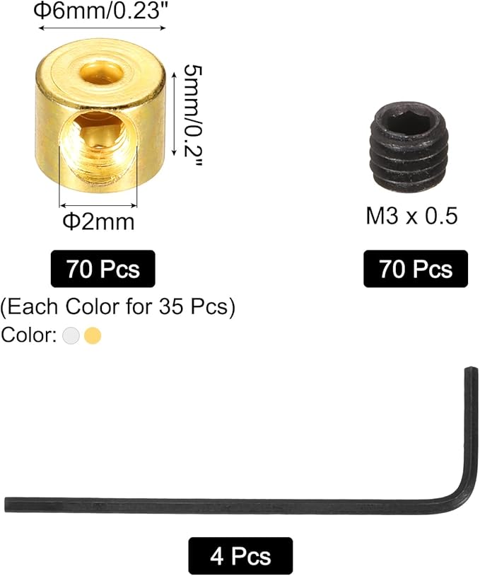 MECCANIXITY 70 Pcs Metal Locking Pin Backs, Locking Pin Keepers Clasp 5mm(H) with 4 Wrench Replacement in Storage Case for Badge, Brooch, Silver, Gold Tone