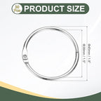 PATIKIL 1.5" x 1.8" Loose Leaf Binder Rings, 30 Pcs Metal Book Rings Nickel Keychain Ring for Paper Index Cards Flash Card Notebook Rings Office Home Book Binder, Silver Tone