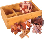 VolksRose 6pcs Wooden Brain Teaser Puzzles, IQ Challenge Puzzle Games, Logic Smart Mind Puzzle Box Lock Toy Removing Assembling 3D Small Puzzle Gift Set for Adults Teenagers Kids, 1.8inch 4.5cm