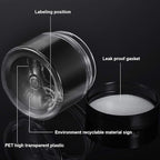 12 Pack 5 OZ Plastic Container Jars with Lids Round Clear Travel Cosmetic Container Jars for Toiletries, Lotion, Cream, Ointments, Makeup, Rhinestone, Samples, Kitchen Storage(Black, 5 OZ)