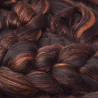 Merino Silk Luxe Tonal Designer Blend. Superfine Merino, Mulberry Silk, Tussah Silk. Top Roving for Spinning or Felting. Chestnut Velvet 1oz
