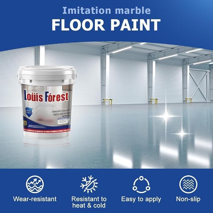 Louis Forest Epoxy Floor Paint, High-Gloss Marble Effect Coating, Epoxy Colored Sand Floor Paint, Wear-Resistant and Non-Slip for Indoor Outdoor (1KG-Lemon yellow)