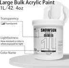 SNOWSUN Basics Titanium White Acrylic Paints, Large Bulk Acrylic Paint (42.4 oz, 1000ml) Non Toxic Gloss Heavy Body Art Paint for Multi-Surface, Ideal for Canvas Wood Ceramic Fabric and Nail Art Leather, Stone Craft, for Artists & Beginners