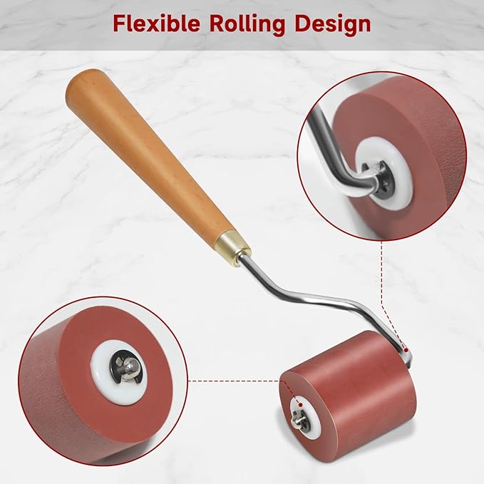3pcs Rubber Rollers Brayer - Brayer Rollers for Crafting, Ink Roller Set with Comfort Grip for Printmaking, Crafts, and Stamping