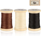 Natural Waxed Thread, 0.55mm/0.8mm, Wax Thread for Handcrafted Wrapping, Sewing, Bookbinding, Leather Threads, Beginners Craft DIY, Hemp Cord (Black/Brown/White, 0.8mm/16 Yards)