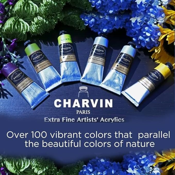 Charvin Extra Fine Professional Acrylic Paint - Purple, 60ml Tube, Triple-Milled, Lightfast Pigments, Open Stock Artist Acrylic Paints in Nature-Inspired Hues