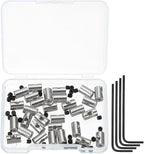 MECCANIXITY 30 Pcs Metal Locking Pin Backs, Locking Pin Keepers Locking Clasp 9mm(H) with 4 Wrench Replacement in Storage Case for Badge, Brooch, Silver Tone