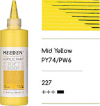 MEEDEN Mid Yellow Acrylic Paint: Matte Finish 250ml/8.45oz Soft Body Bulk Acrylic Colors in Ergonomic Bottle - Fluid Flow Art Paints for Adults Artists Canvas Art Painting