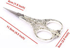 BIHRTC Vintage European Style Scissors Stainless Steel for Cross Stitch Cutting Embroidery Sewing Handcraft Craft Art Work DIY Tool(Silver)