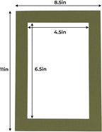 5x7 Mat for 8.5x11 Frame - Precut Mat Board Acid-Free Dill Green 5x7 Photo Matte Made to Fit a 8.5x11 Picture Frame, Premium Matboard for Family Photos, Show Kits, Art, Picture Framing, Pack of 1 Mat