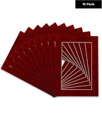 Poster Palooza Pack of Ten 8x10 Mats Bevel Cut for 6x8 Photos - Acid Free Bright Red Suede Precut Matboards for Pictures, Photos, Framing - 4-ply Thickness