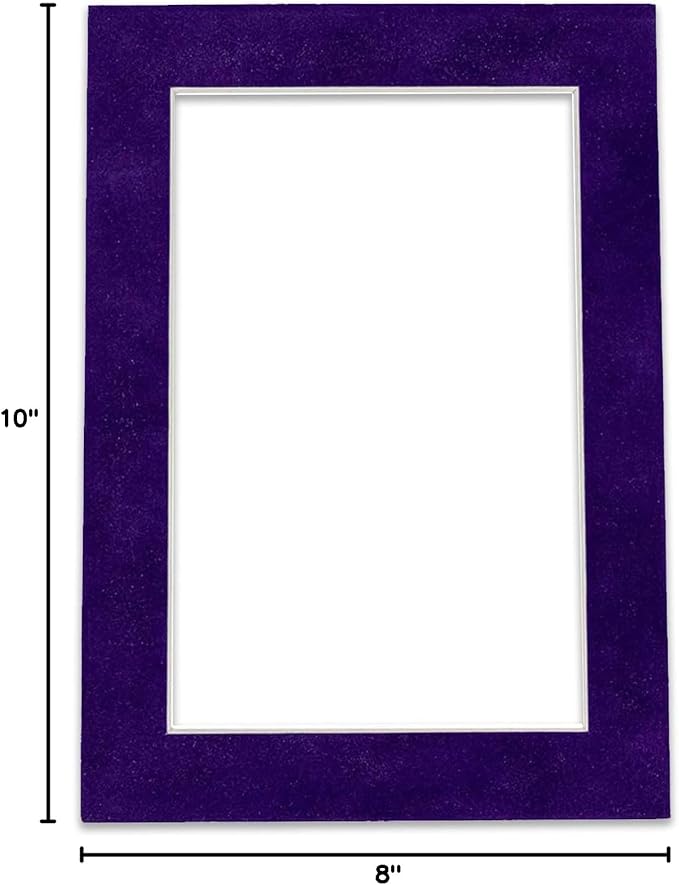 Pack of 25 Acid Free 8x10 Mats Bevel Cut for 5.5x8.5 Photos - Purple Crocus Suede Precut Matboards With Backing Boards and Clear Photo Mat Bags For Pictures, Photos, Framing - 4-ply Thickness