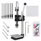 Leather Hole Puncher Hand Punching Machine Manual Press Puncher Punch Tools for DIY Craft (with Chuck, PP Plate and Aluminum Plate) (Style D)