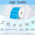 2x1 Inch Thermal Labels, Blue Thermal Printer Stickers, Waterproof Self-Adhesive Shipping Label Printer Sticker for Barcode, Name, Address, 300 Labels/Roll