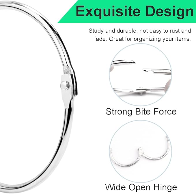 CooBigo 50 Pack Shower Curtain Rings Rust Proof Curtain Hook for Bathroom Shower Rod, Metal Ring for Shower Curtain - 2Inch, Silver