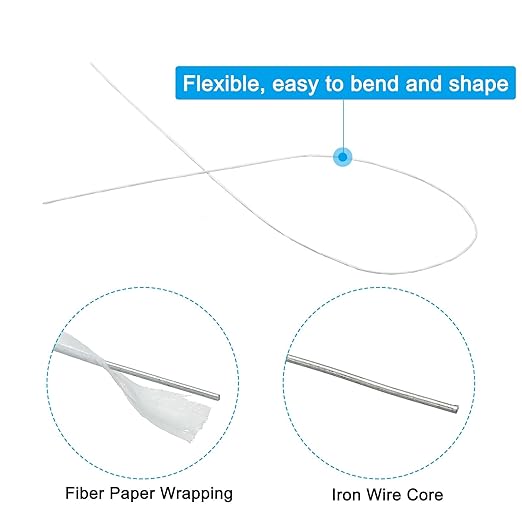 PATIKIL 26 Gauge 16" Floral Stem Wire, 100 Pcs Paper Wrapped Iron Artificial Flower Stem Accessories for DIY Bouquet Stem and Craft Decoration, White
