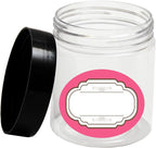 4 oz Plastic Jars with Lids,8 Pack Wide-mouth Clear Storage Containers, Empty Round Clear Plastic Jars with Lids and labels for Body Butter, Bath Salt, Slime and Beauty Products