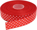 Polka Dot Grosgrain Ribbon 25 Yard Each Roll 100% Polyester (3/4", Red)
