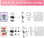 ORIGACH Geranium Layering Stencil Stamp and Die Set for Card Making, Flower Stencil Template Silicone Clear Stamps and Metal Die Sets for DIY Scrapbooking Photo Album Crafting